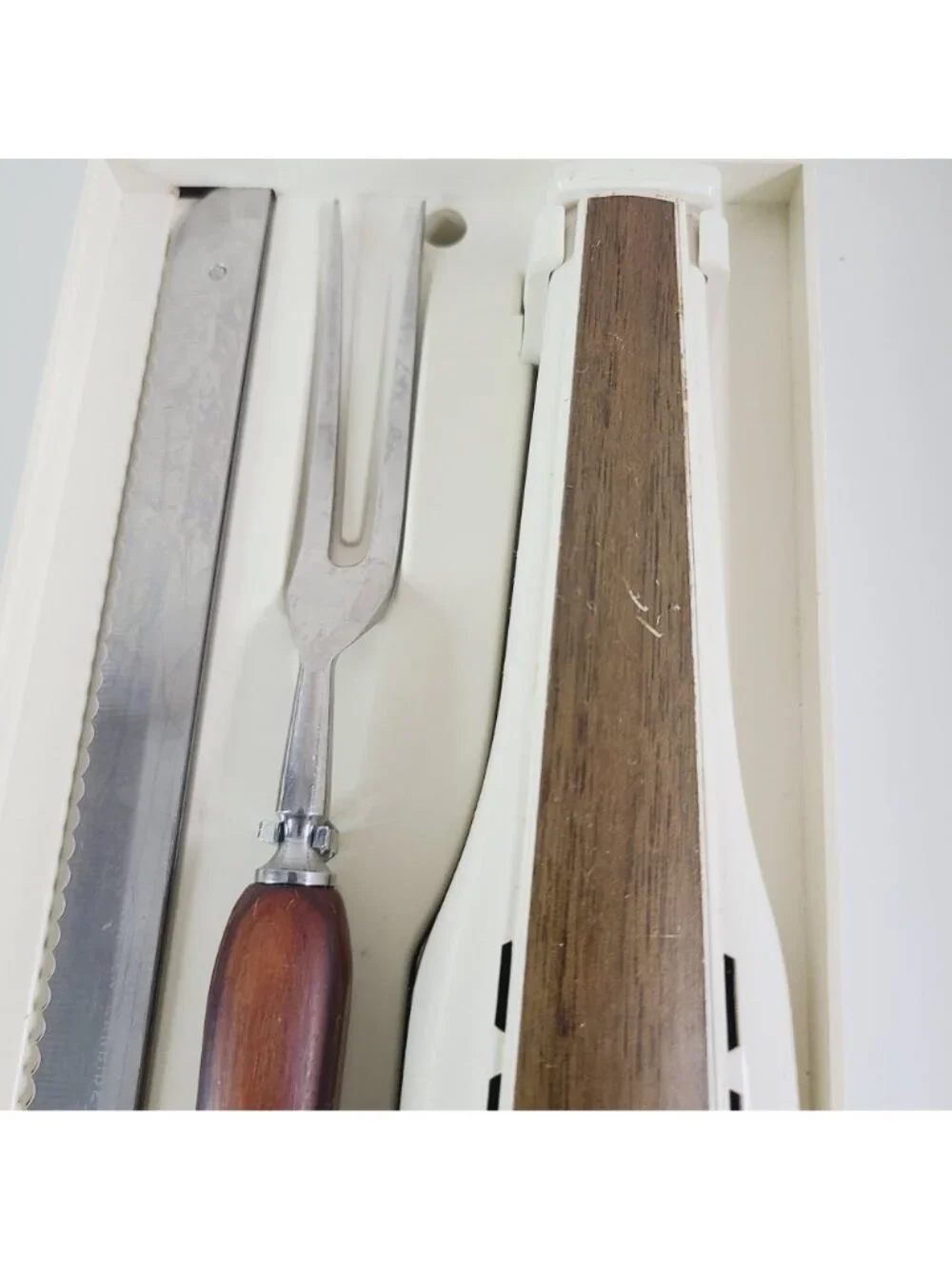 Vintage General Electric Electric Slicing Knife Set W/ Fork Box & Hanging Caddy